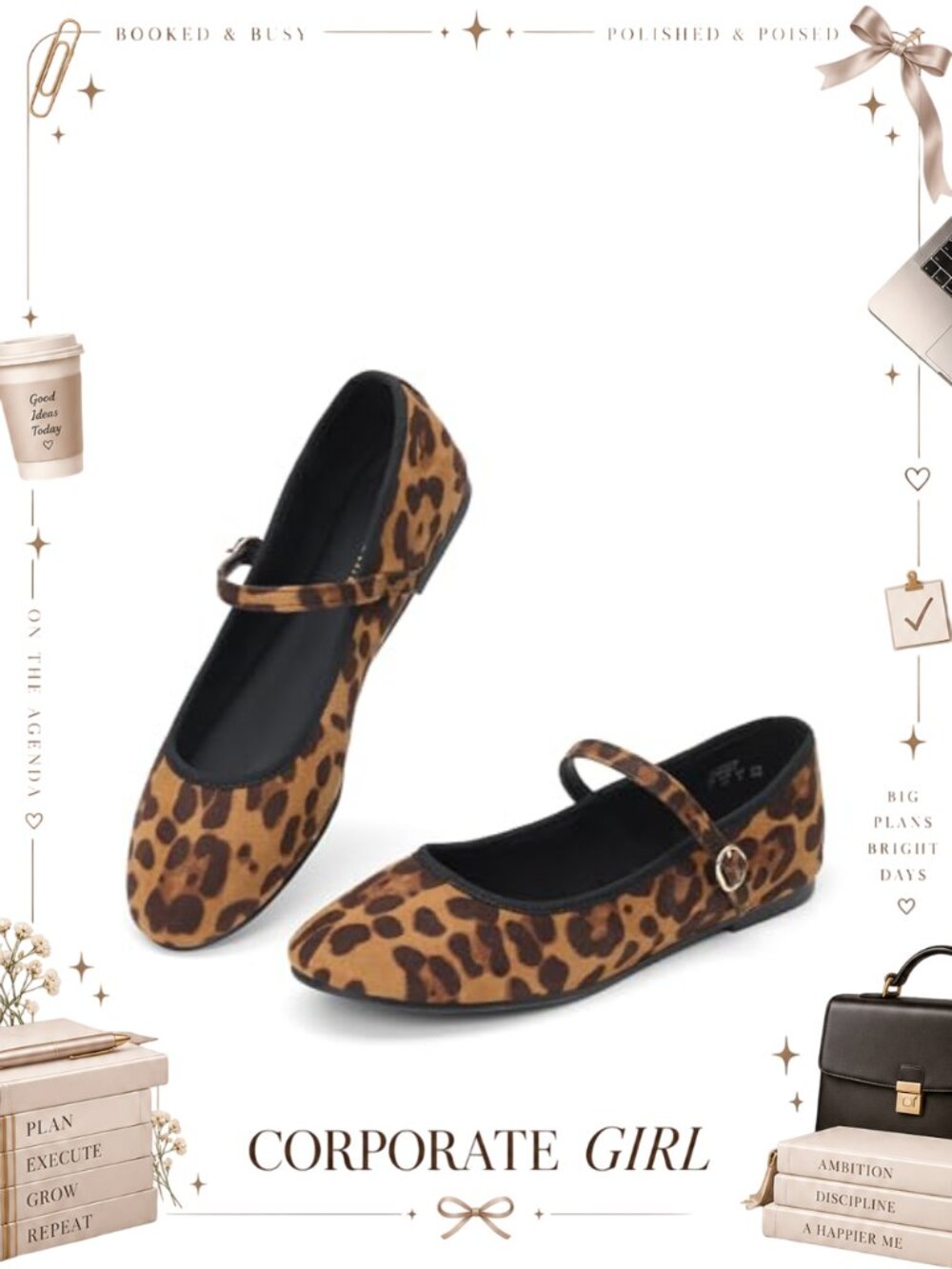 Women's Mary Jane Ballet Flats Faux Suede Round Toe Slip-On Buckle Strap